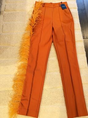 Hanifa Orange High-Waist Tailored Trousers